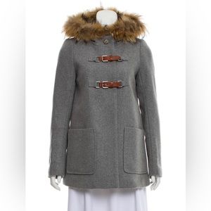 Maje wool coat with fur trimmed hood size FR 36